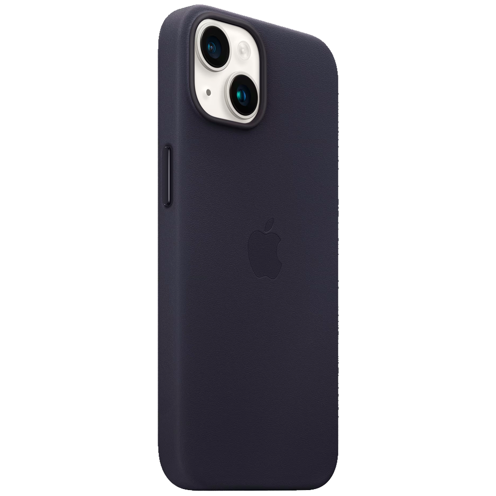 Кожаный чехол с поддержкой MagSafe Apple Leather Case для iPhone 14, Ink (Чернильный)