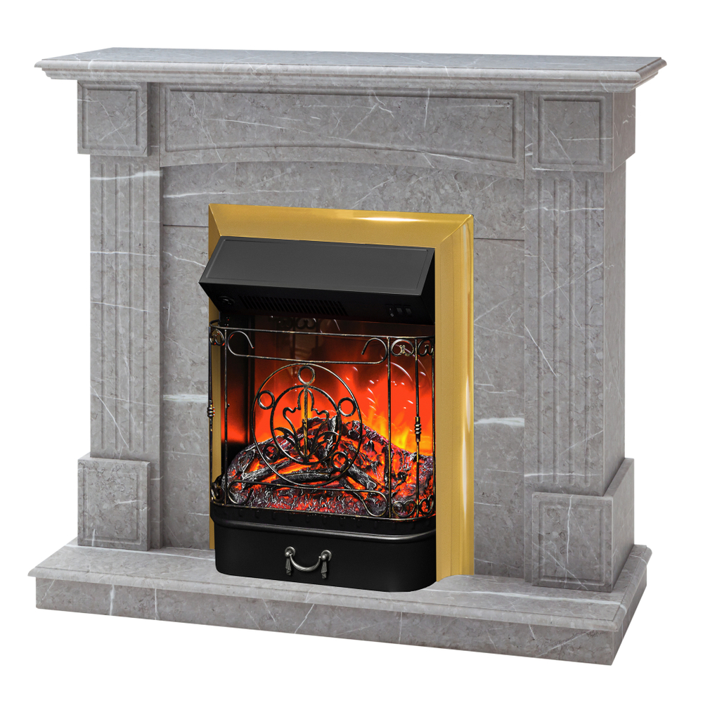 Каминокомплект Real Flame Andrea STD GR с очагом Majestic Lux Brass