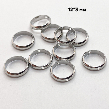 Коннектор-рамка для бусины, родиевое покрытие, размер 12 мм, цена за 1 шт