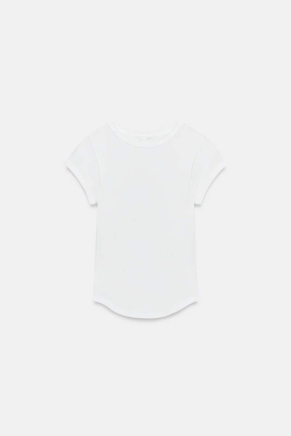 ZARA ФУТБОЛКА В РУБЧИК С КОРОТКИМИ РУКАВАМИ, БЕЛЫЙ