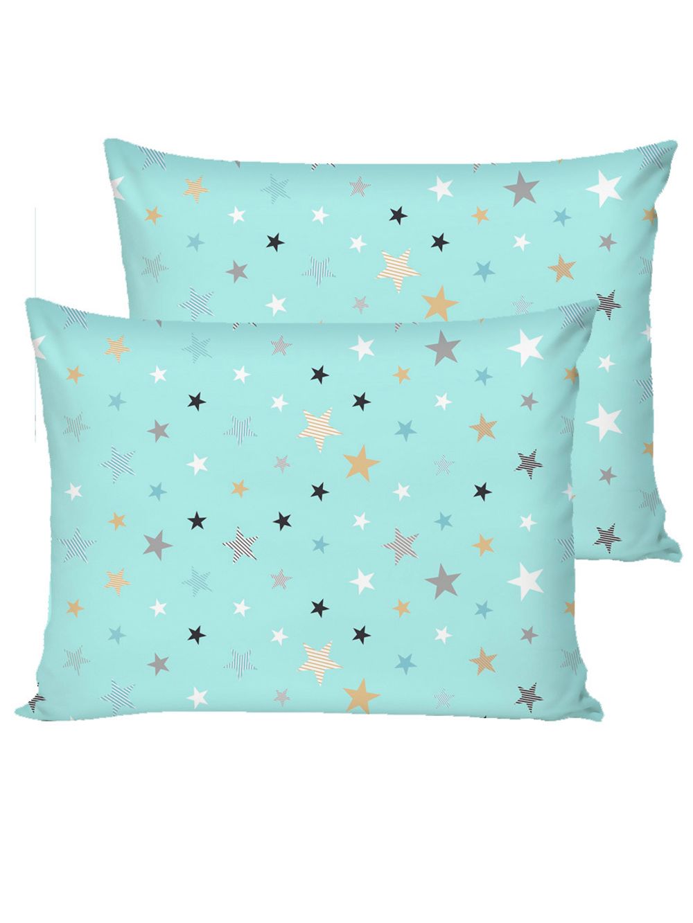 Наволочка комплект 2шт бязь Сказка "Звезды (мята)" 50x70 см на молнии