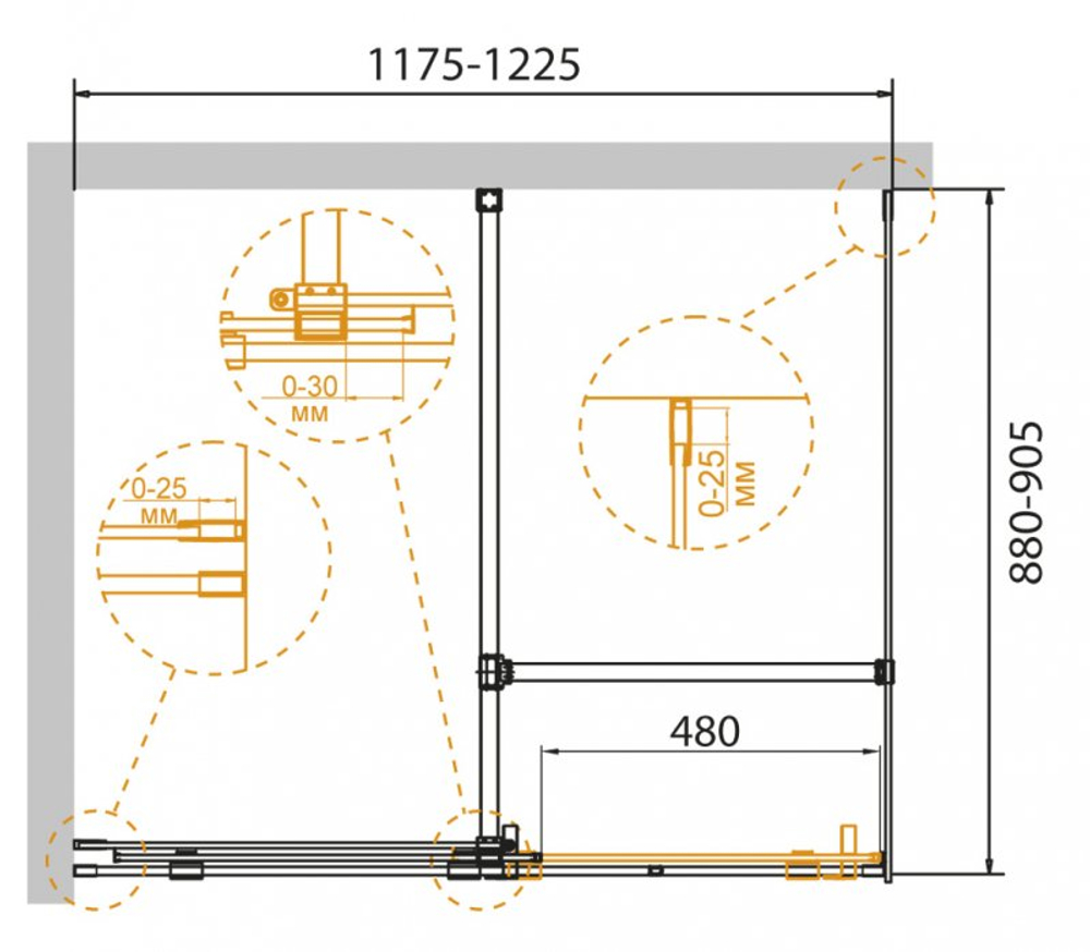 Душевой уголок Cezares STREAM-AH-1-120/90-C-Cr