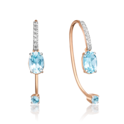 Серьги с французским замком из красного золота c топазами и натуральными топазами white Артикул: 02-4365-00-201-1110-57
