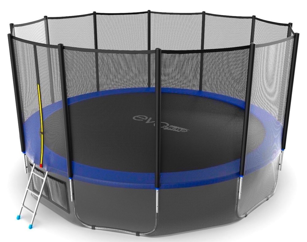 EVO JUMP External 16ft (Blue) + Lower net. Батут с внешней сеткой и лестницей, диаметр 16ft (синий) + нижняя сеть