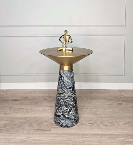 Журнальный столик Iris, Ø45х60 см, мрамор, латунь