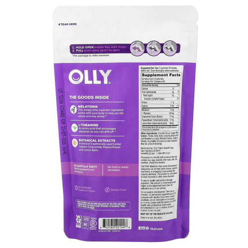 OLLY, жевательные таблетки для сна, со вкусом ежевики, 120 жевательных таблеток