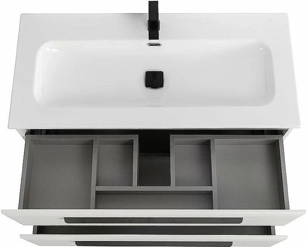 Тумба с раковиной Cezares ECO-CER-N 100 ECO-CER-N-1000-2C-SO-BO белая матовая