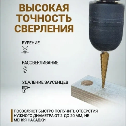 Набор ступенчато конусных сверл по металлу и дереву с титановым покрытием 3шт (3-12 мм, 4-12мм, 4-20мм) / Сверло ступенчатое набор 3 в 1