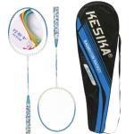 Бадминтон в наборе K-232, 3 предмета: 2 металлические ракетки 65 см, чехол,цвет: синий,оранжевый