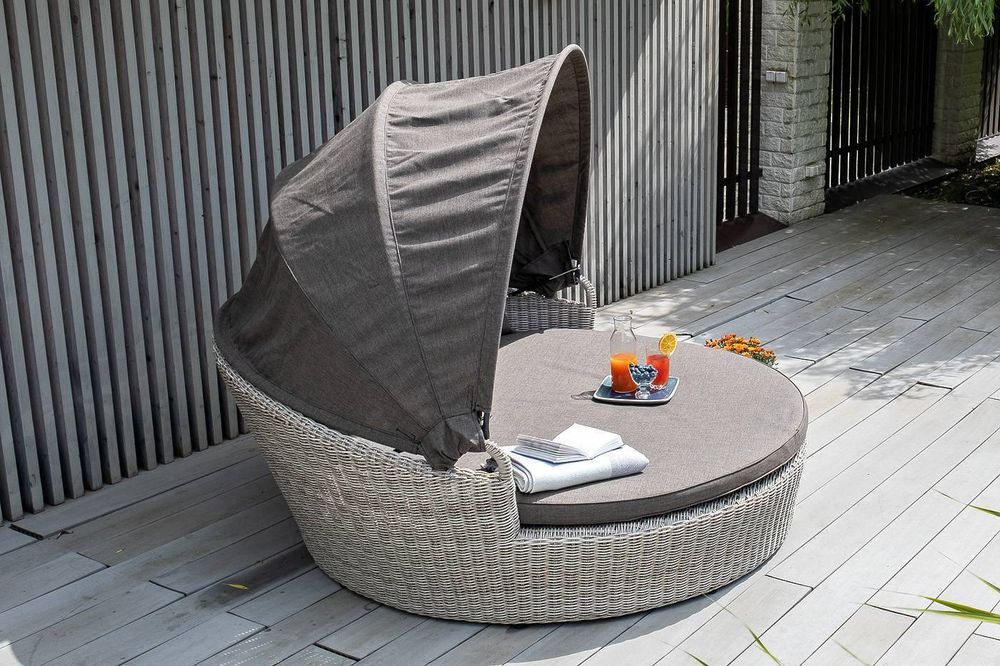 "Стильяно" плетеная кровать круглая, цвет бежевый