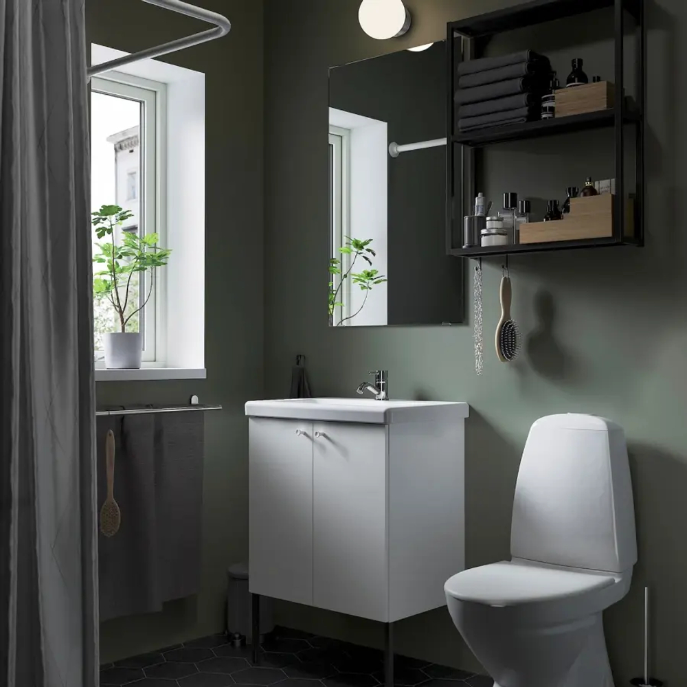 Комбинация для ванной - IKEA ENHET, 64х43х65 см, антрацит/белый, ЭНХЕТ ИКЕА