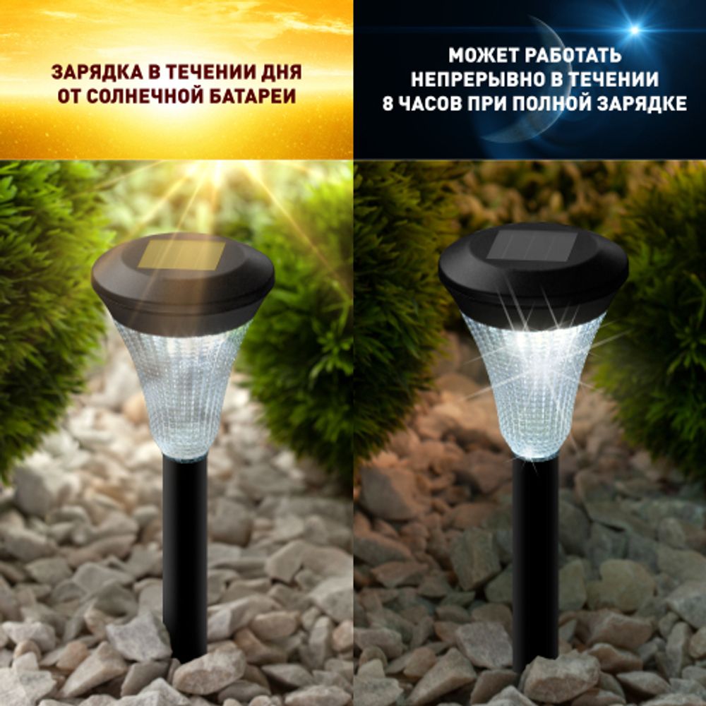 Светильник уличный ЭРА SL-PL31-M на солнечной батарее черный 31 см набор 10 шт под МП