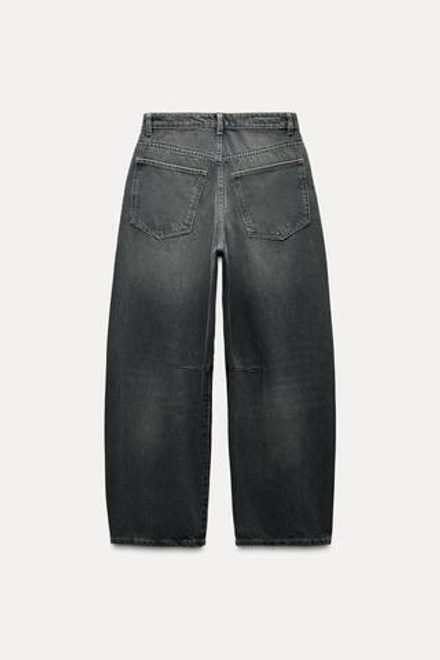 ZARA ДЖИНСЫ TRF BAGGY BALLOON СО СРЕДНЕЙ ПОСАДКОЙ, СЕРО-СИНИЙ