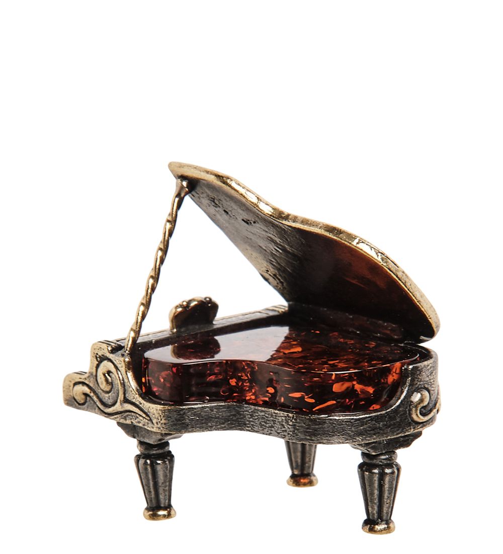 AM-1481 Фигурка «Рояль» (латунь, янтарь)