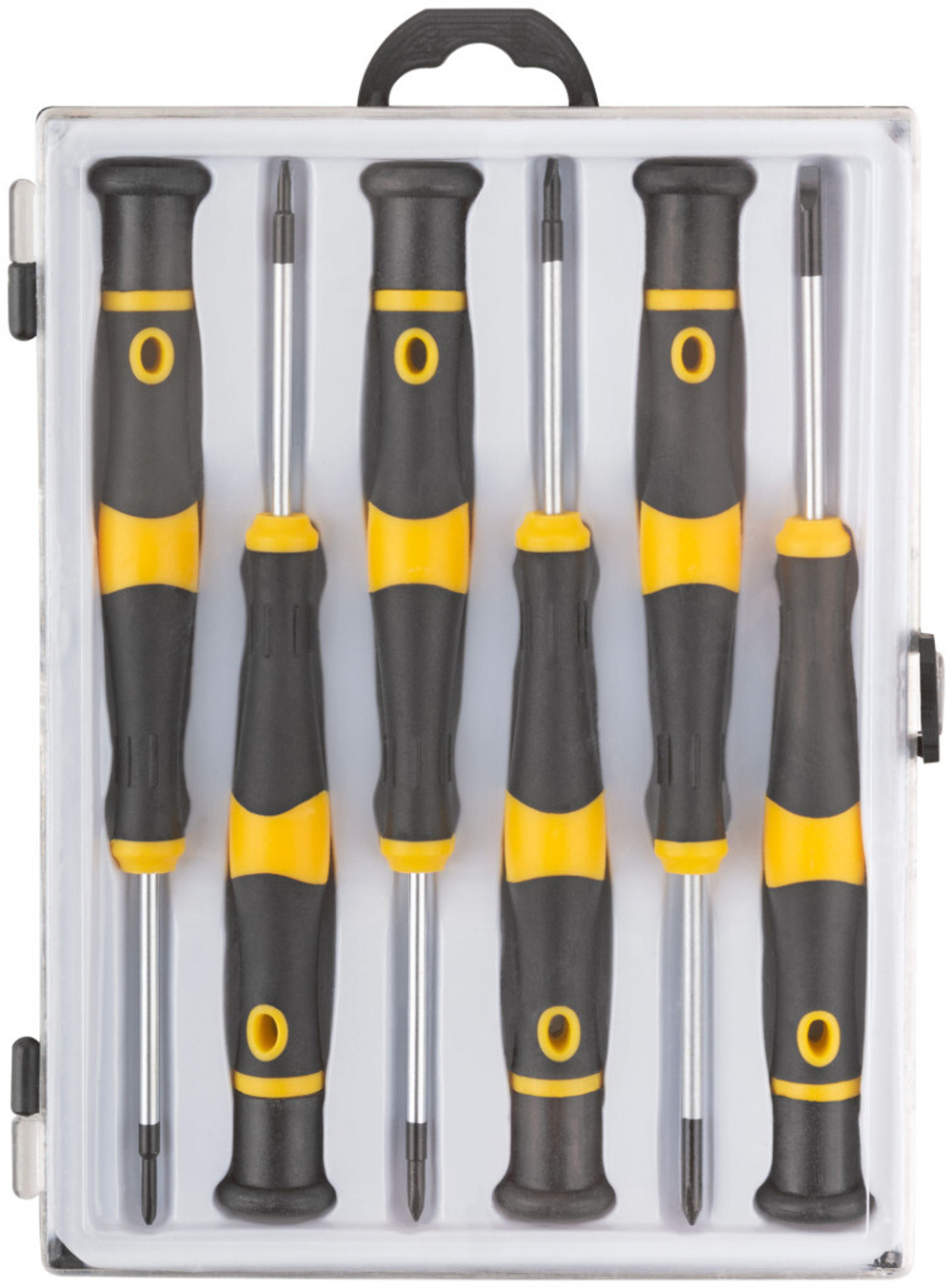 Отвертки для точных работ crv, 6 шт., ph/sl, пластиковый кейс FIT 56145