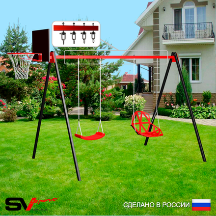 Уличные качели Sv Sport УК169КВ2 (3.0м/Щит баскет/"Лодочка"/Со спинкой/Подвесы на втулке 2к)