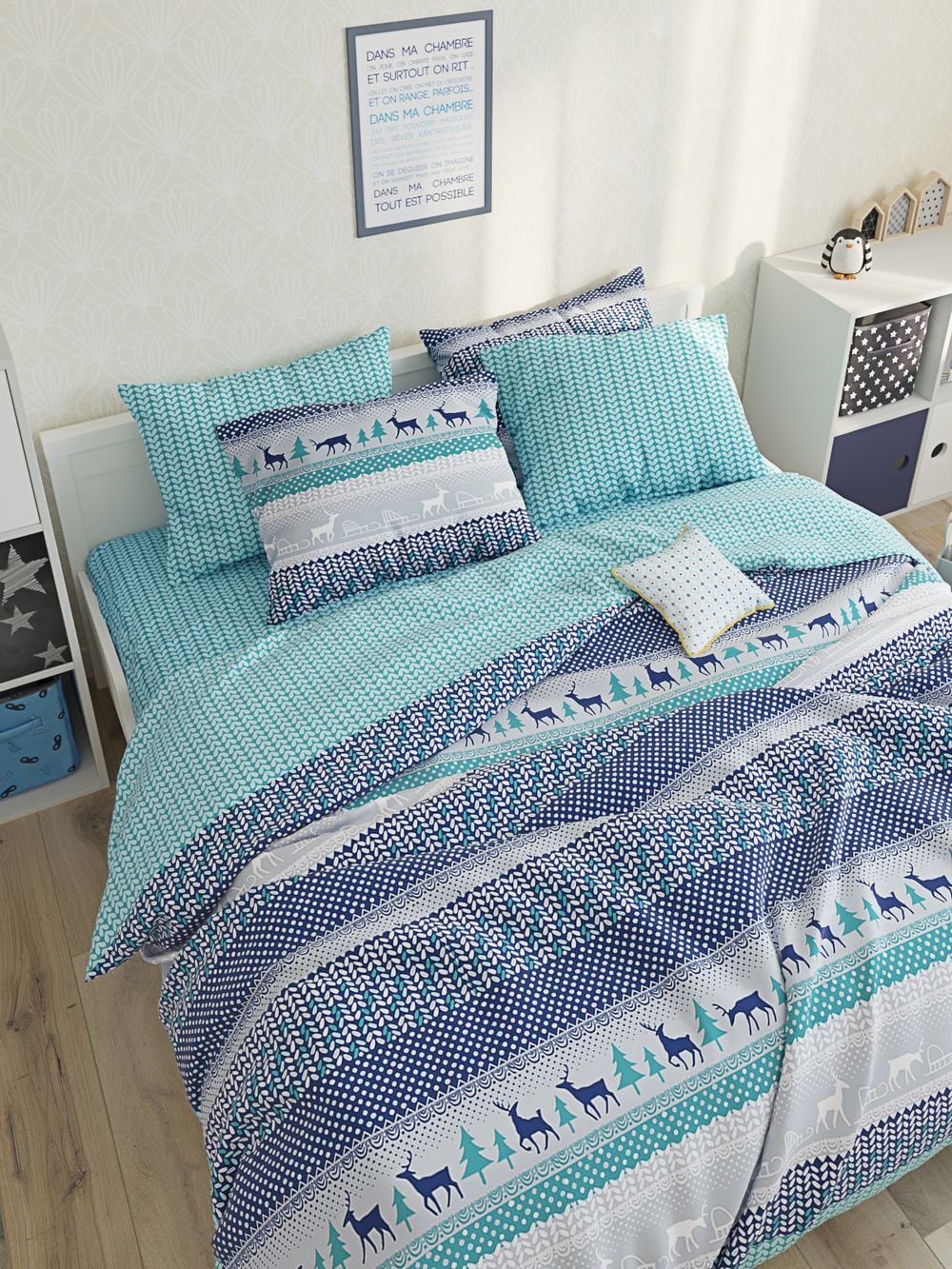 ткань Олени на синем