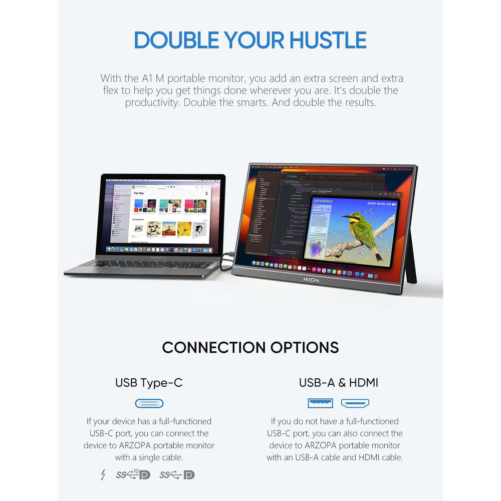 17.3" Портативный монитор Arzopa A1M FHD IPS 1920x1080, 60 Гц