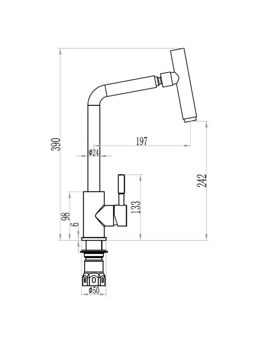 Смеситель для кухни нержавеющая сталь поворотный Culto BOLD