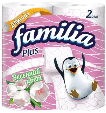 Туалетная бумага Familia Plus Весенний цвет двухслойная 4 рул.
