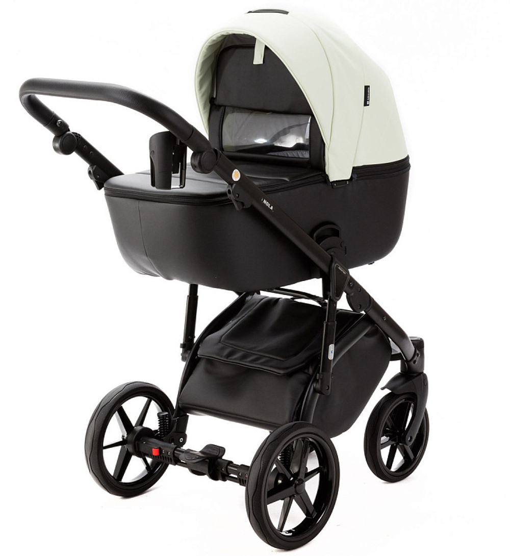 Детская коляска Adamex Nola Deluxe 2 в 1 N-SD104 (КРЕМОВАЯ КОЖА + ЧЕРН.КОЖА)