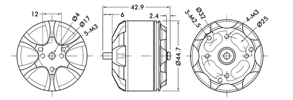Двигатель T-Motor MN4014 KV400 4-8S