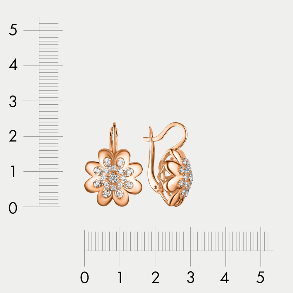 Серьги женские с фианитами из розового золота 585 пробы (арт. 20-10101-1471)