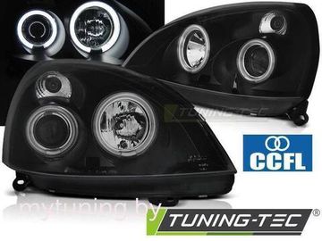 Передние фары Angel Eyes для Renault Clio II (01-05) CCFL Black