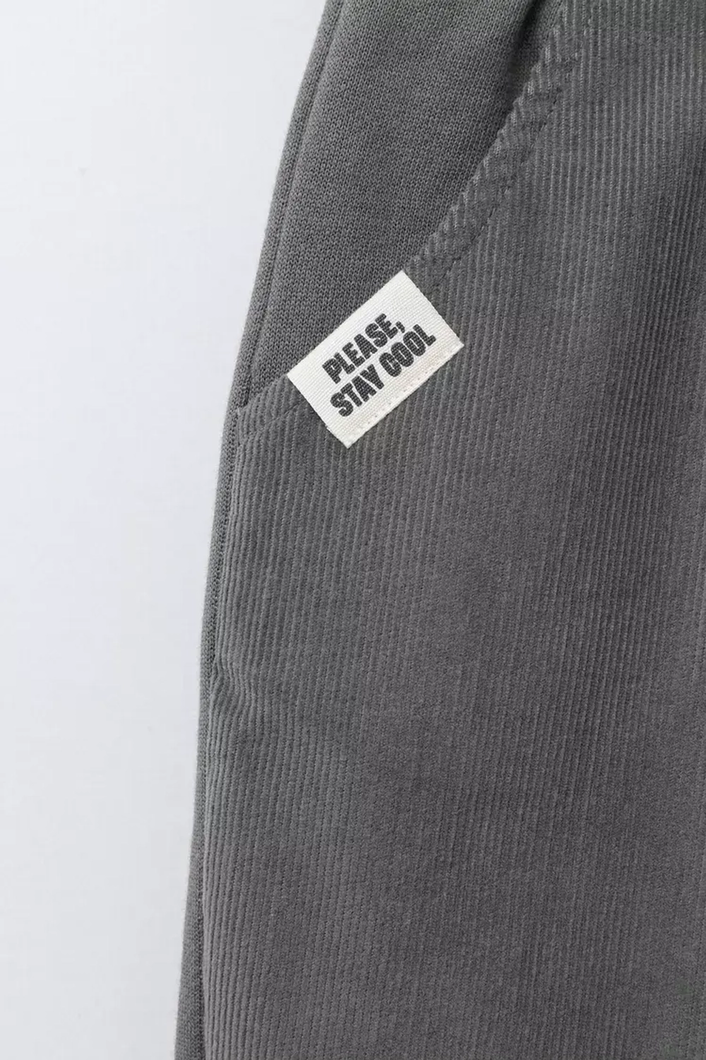 ZARA БРЮКИ ИЗ ВЕЛЬВЕТА И ФУТЕРА, СЕРО-СИНИЙ