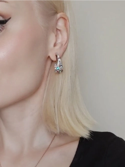 Клипсы Россыпь из разноцветных камней Swarovski