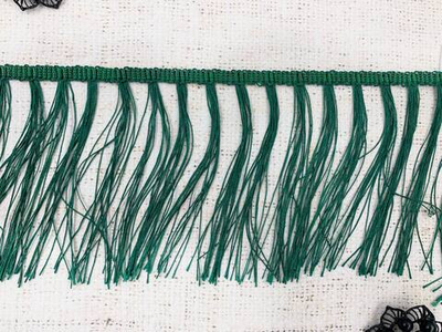 Тесьма текстиль бахрома, ш. 12 см, тёмно-зеленый