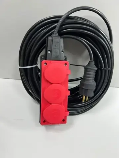 Удлинитель силовой строительный без заземление NE-AD 2x2,5-50m-IP54 в бухте электрический сетевой садовый уличный для газонокосилки 50 метров 3 розетки 16А