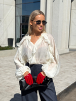 Блуза с рюшами в стиле бохо с завязками