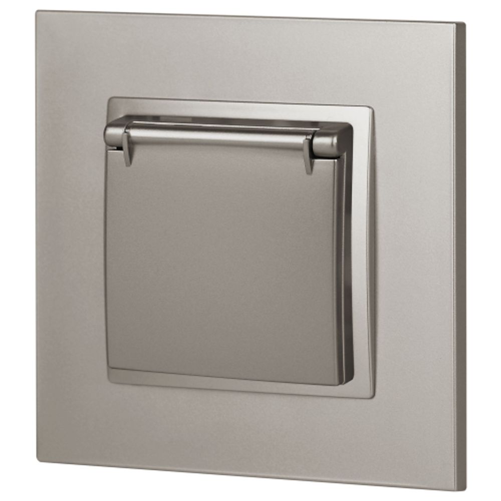 Розетка ЭРА Elegance 14-2103-16 с заземлением 2P+E Schuko со шторками с крышкой 16А-250В титан