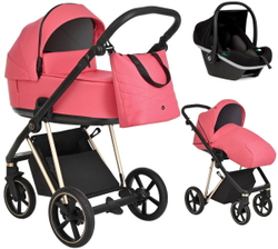 Детская коляска Roan Sol Luxury 3 в 1 с автокреслом Tutis Elo Black RSL/4040 Viva Magenta/Gold