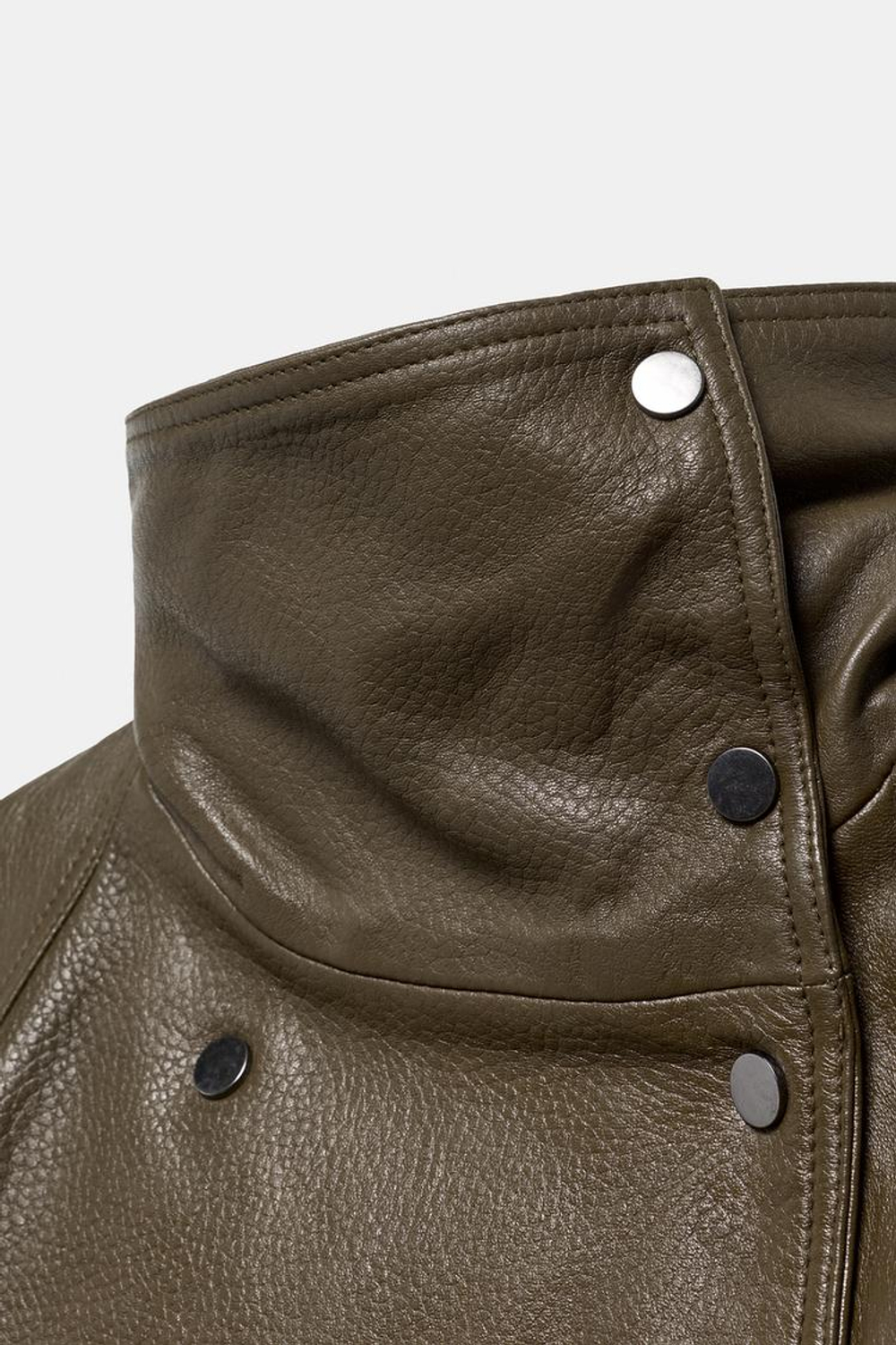 ZARA КУРТКА ОВЕРСАЙЗ ИЗ КОЖИ — ZW COLLECTION LIMITED EDITION, МЯГКИЙ ЗЕЛЕНЫЙ