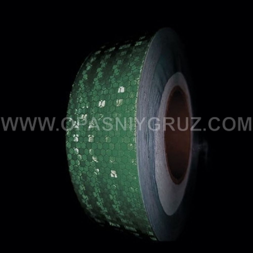 Светоотражающая лента зелёная (алмазная) 50 мм х 25 м