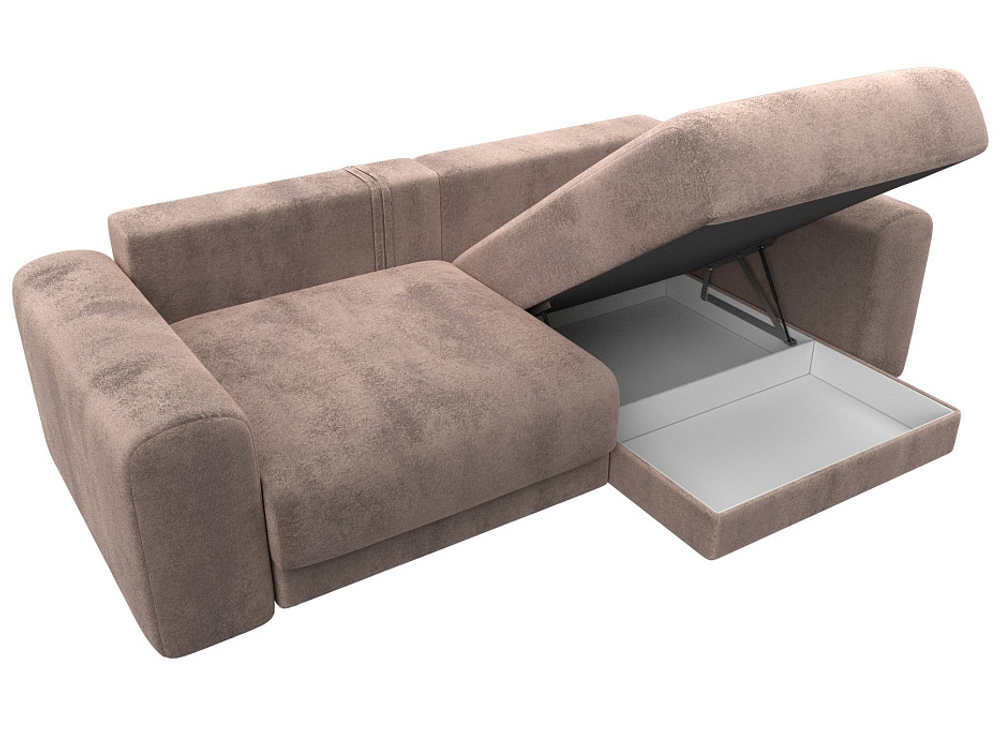 Диван угловой Лига-056 НПБ угол универсальный ВЕЛЮР TOWER 05 бежевый