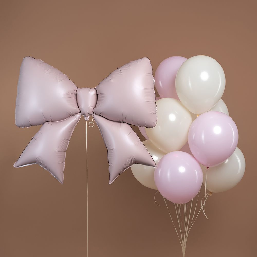 Шар (39''/99 см) Фигура, Бант, Розовый, Сатин, 1 шт. в уп.