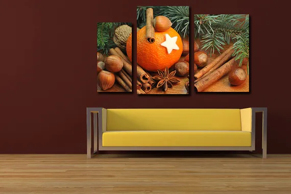 Модульная картина "Апельсин с корицей"