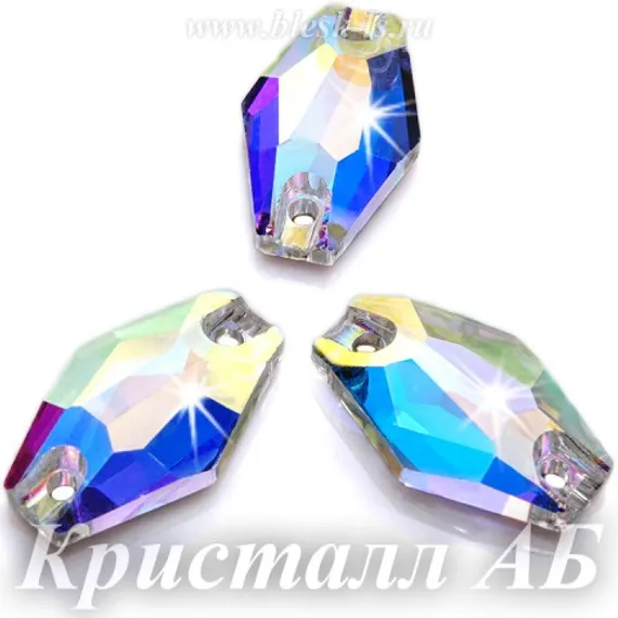Пришивной гексагон Dongzhou с 2 отверстиями, Кристалл АБ