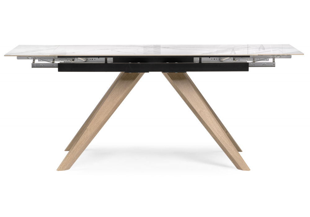 Керамический стол Woodville Морсби 140(200)х80х80 statuario cara, дуб монтана