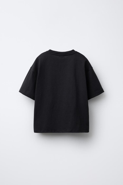 ZARA ФУТБОЛКА HEAVY WEIGHT С ПРИНТОМ, ТЕМНЫЙ АНТРАЦИТ