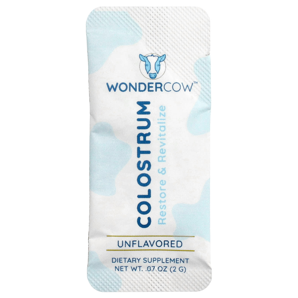 Wondercow, Молозиво в порошке, без добавок, 30 пакетиков по 2 г (0,07 унции)