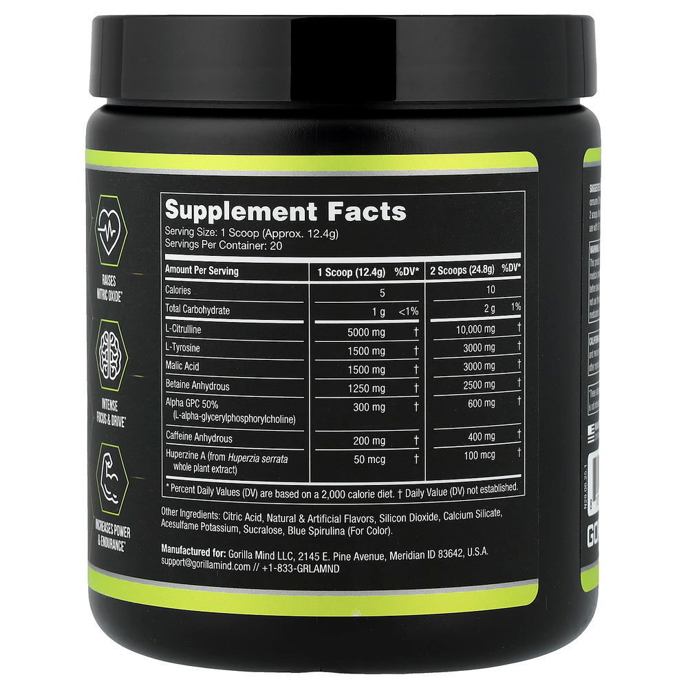 Gorilla Mind, Mode® Base, предтренировочная добавка, Bombscle, 248 г (0,54 фунта)