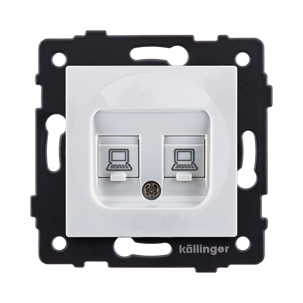 Розетка двойная Ethernet RJ45 Cat.5, белый Kollinger REA-015WH для Aspekt, Eleganz, Reflex