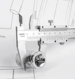 Штангенциркуль 150мм Deli DL92150 (Диапазон 0-150 мм, шаг 0,02мм, углеродистая сталь, метрическая шкала, измеряет внутренний и внешний диаметры, глубину, шаг)