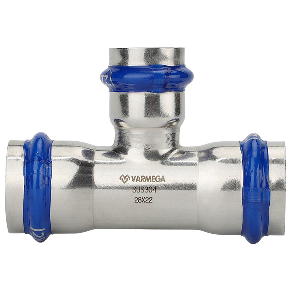 Тройник VARMEGA раструбный Inox Press переходной 35x15x35