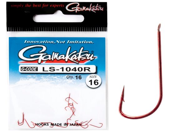 Крючки Gamakatsu LS-1040R NEW LABEL HOOKS RED разм. 16 16шт.