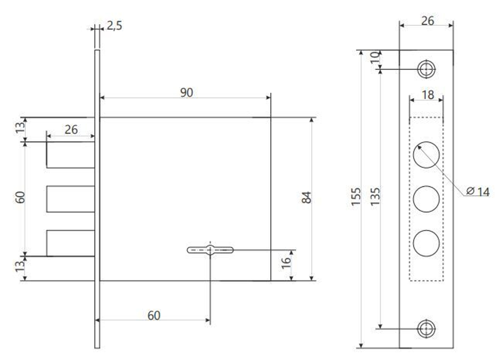 Замок врезной V47 Vela
